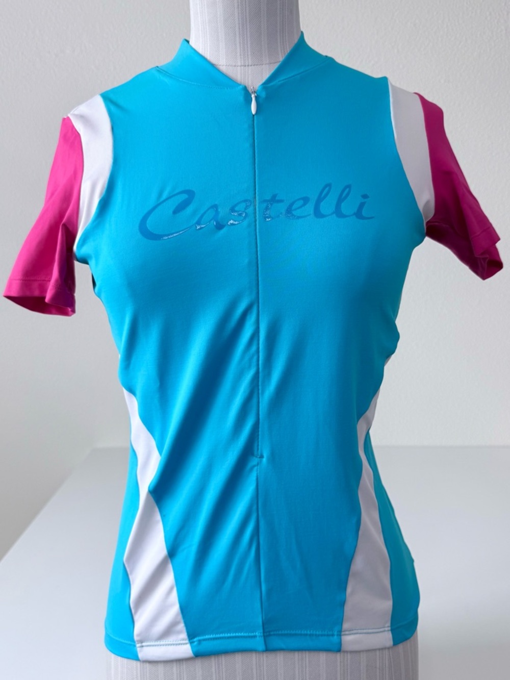 Castelli Women’s 3/4-Zip Short Sleeve Vibrant Blue Pink Cycling Jersey Small